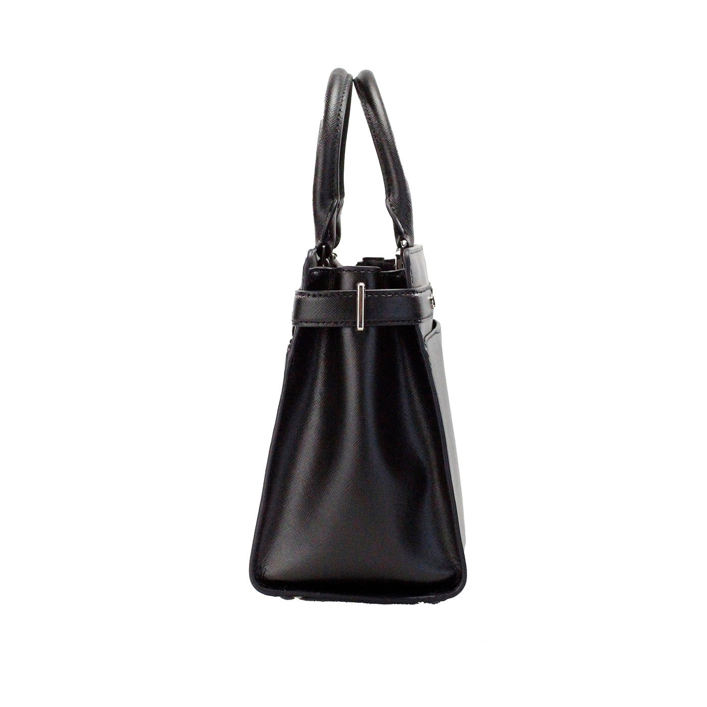 Bolso bandolera Staci de piel saffiano negra mediana