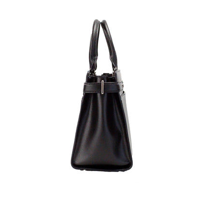 Bolso bandolera Staci de piel saffiano negra mediana