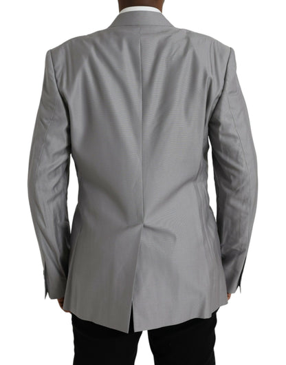 Chaqueta tipo blazer de un solo pecho con cuello de pico de lana gris