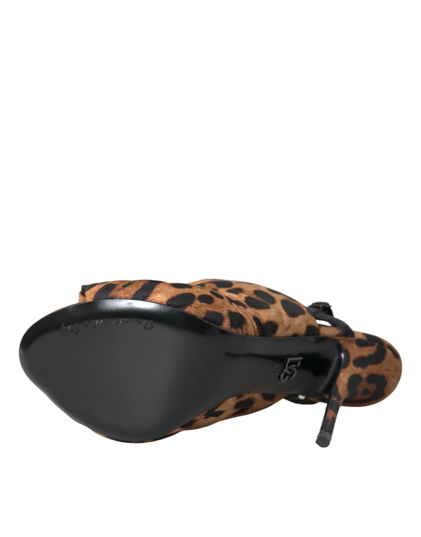 Marrón Leopardo Slingback Tacones Sandalias Zapatos