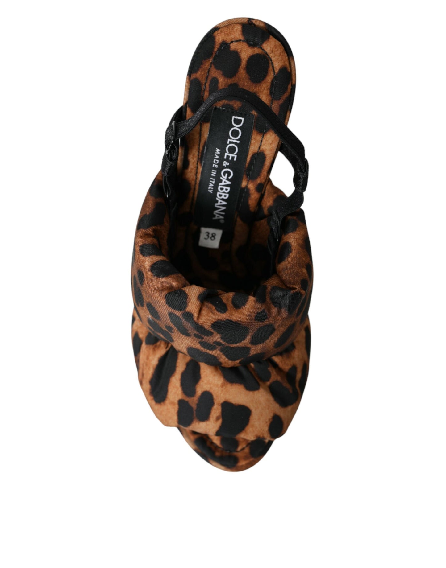 Marrón Leopardo Slingback Tacones Sandalias Zapatos