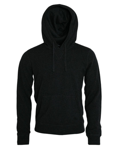 Dark Gray Cashmere Hooded Pullover Sweater