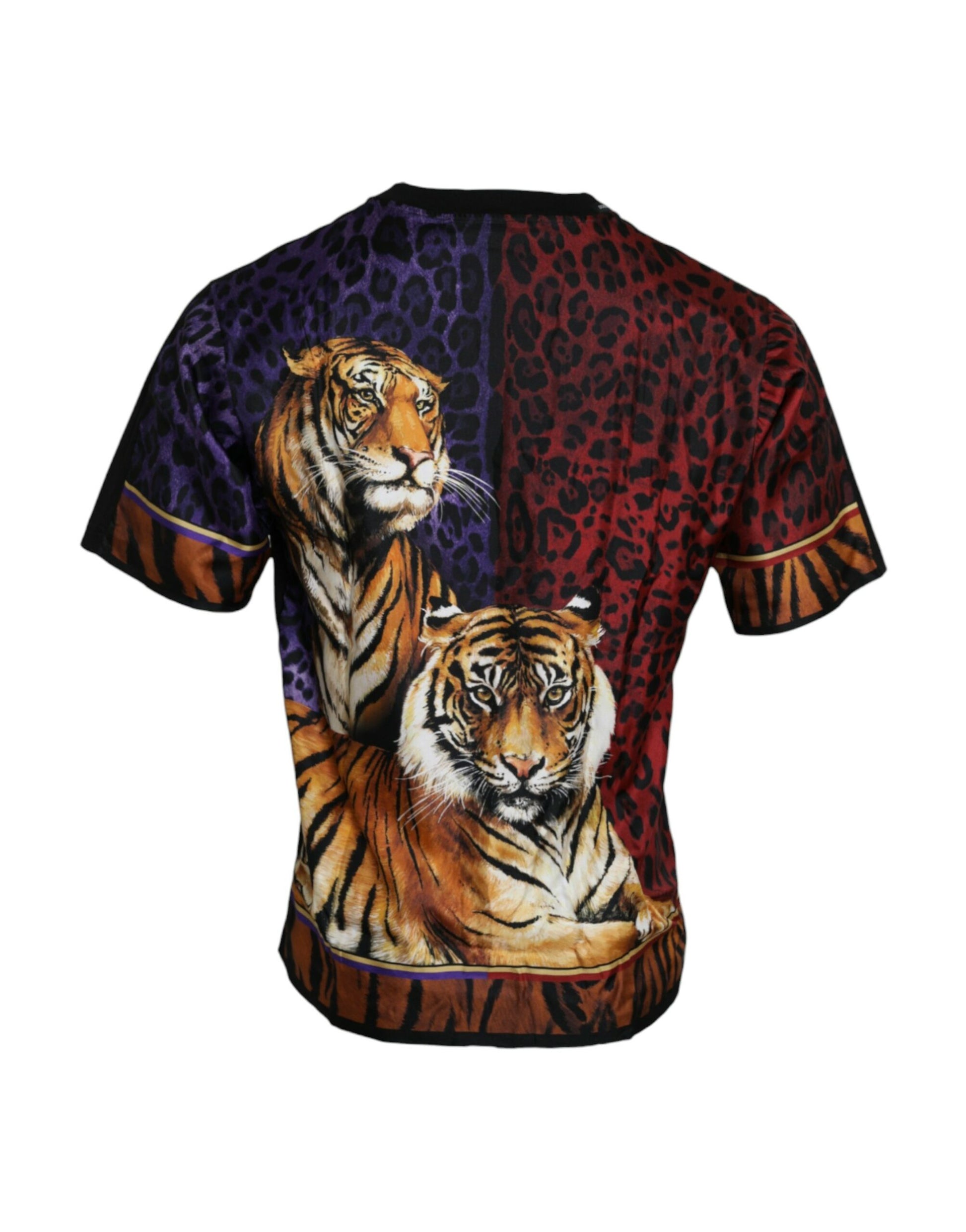 Camiseta de manga corta de algodón con estampado de tigre multicolor