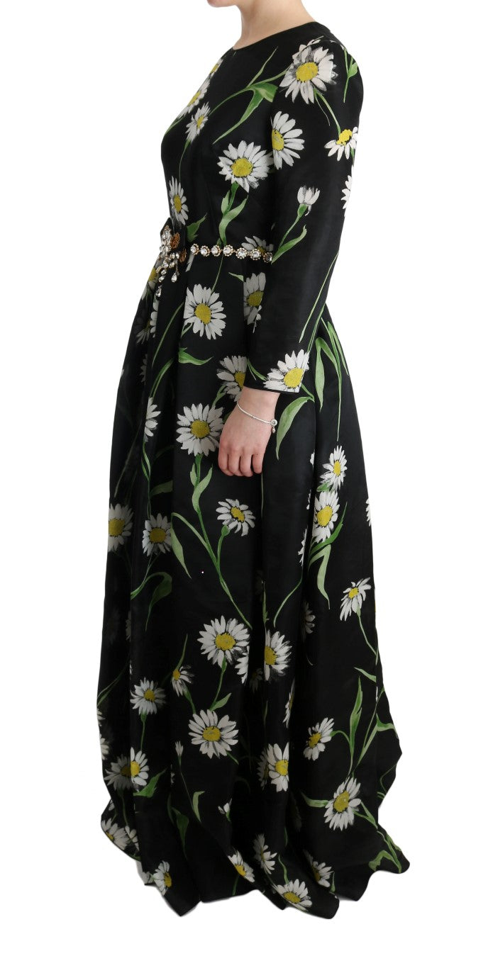 Elegant Sunflower Maxi Gown with Crystals