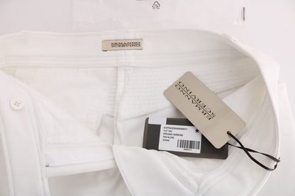 Pantalones de algodón blancos elegantes y ajustados