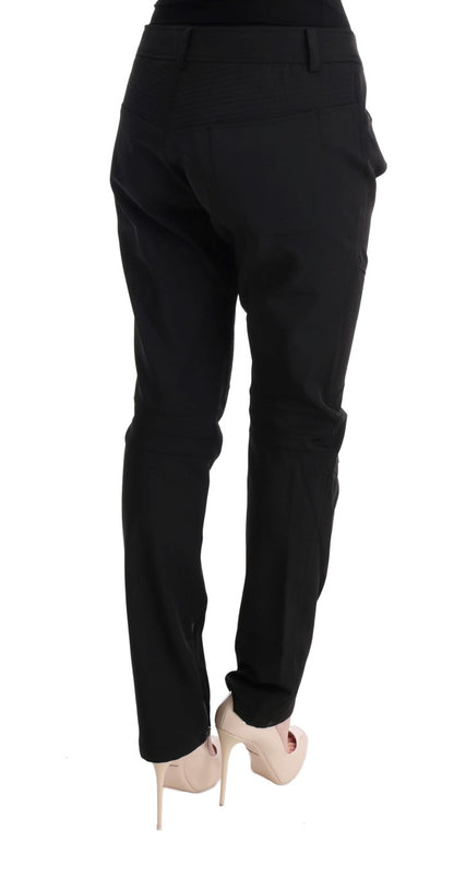 Pantalones ajustados de algodón negro elegantes