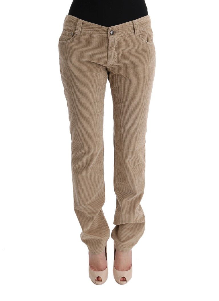 Pantalones de lujo de corte regular en color beige