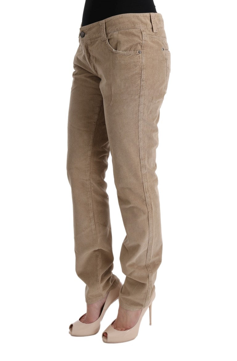 Pantalones de lujo de corte regular en color beige