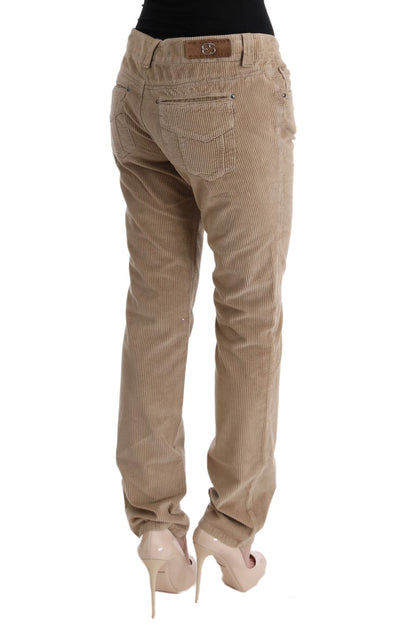 Pantalones de lujo de corte regular en color beige