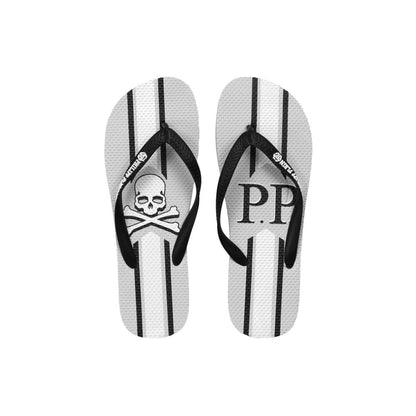 Chanclas elegantes con estampado de logotipo en gris