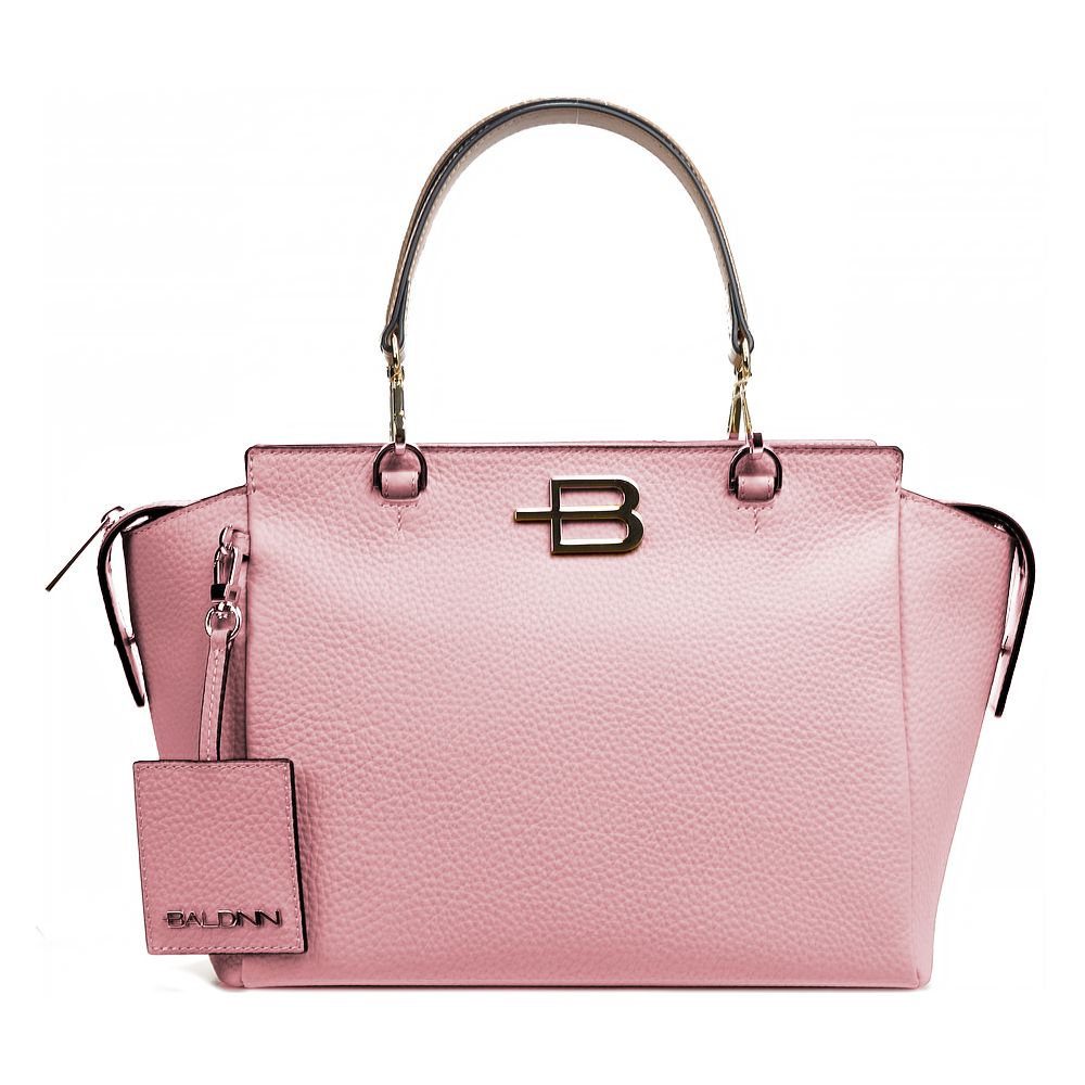 Bolso elegante de piel de becerro texturizada en color rosa