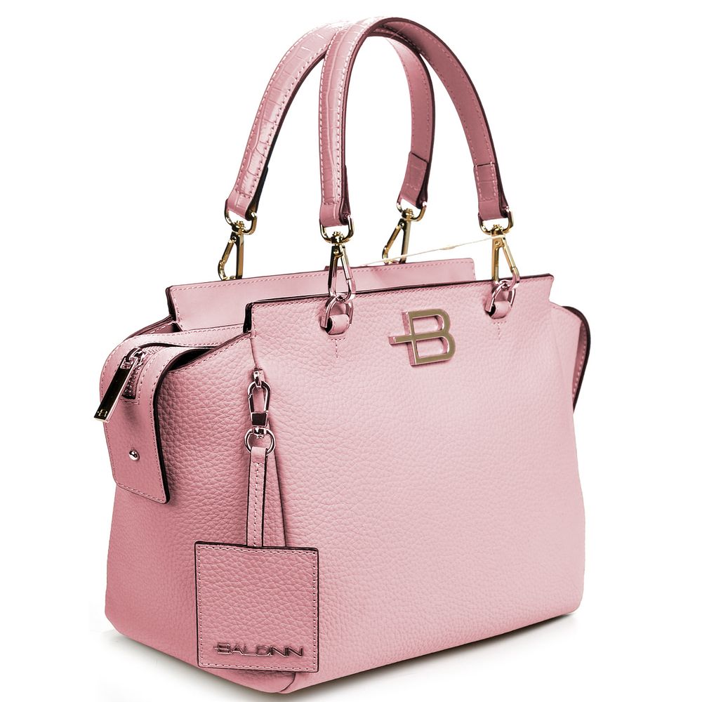 Bolso elegante de piel de becerro texturizada en color rosa