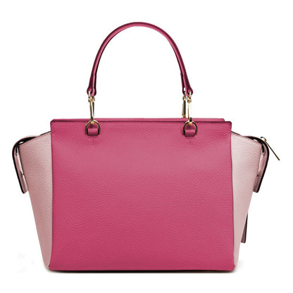 Elegante bolso de mano de piel de becerro texturizada en color fucsia