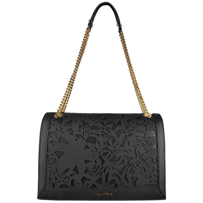 Elegante bolso de hombro de piel de becerro con diseño floral