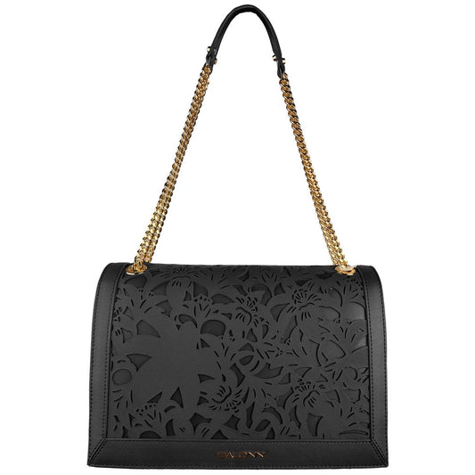 Elegante bolso de hombro de piel de becerro con diseño floral