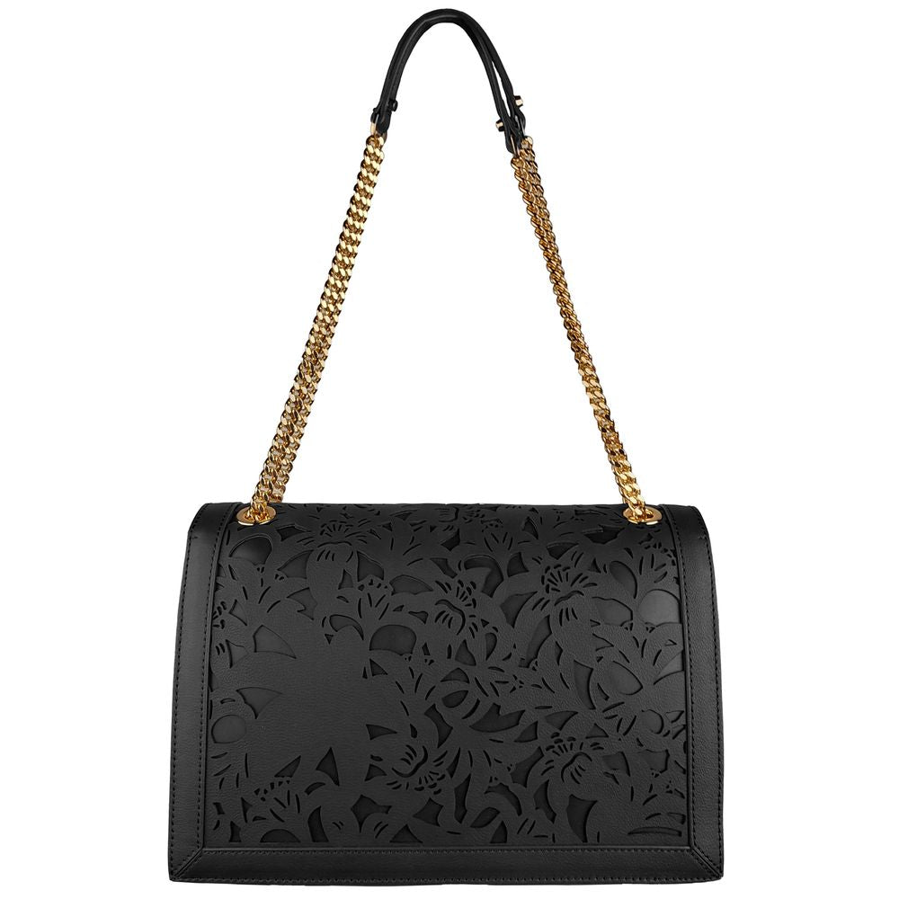 Elegante bolso de hombro de piel de becerro con diseño floral