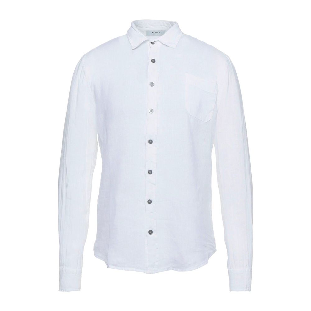 Camisa elegante de lino blanco para hombre