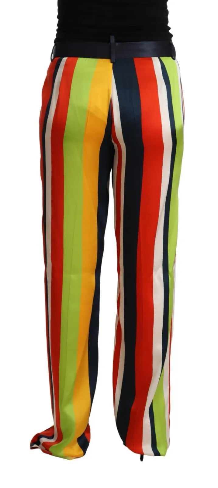 Pantalones rectos de cintura media con rayas multicolores