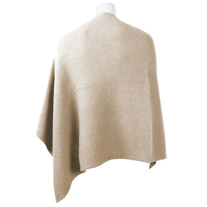 Poncho elegante de cachemira con escote en V en color beige