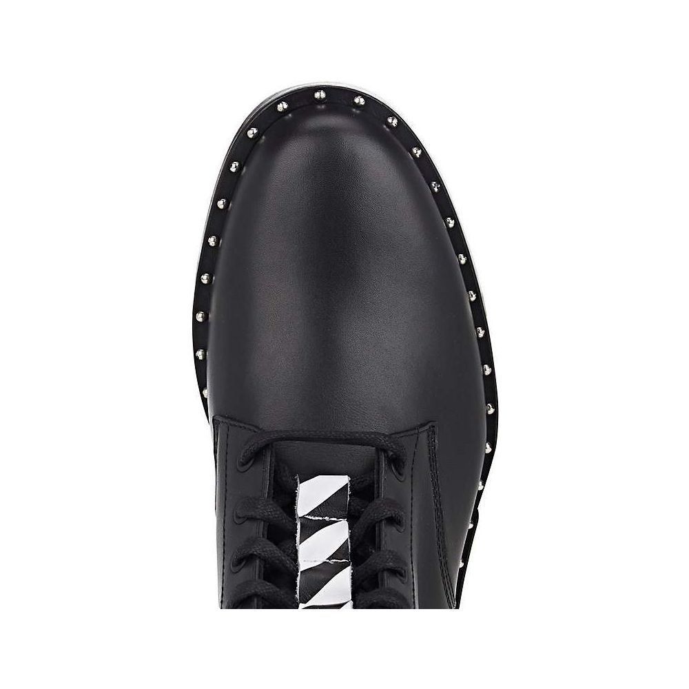 Studded Calfskin Lace-Up Ankle Boots