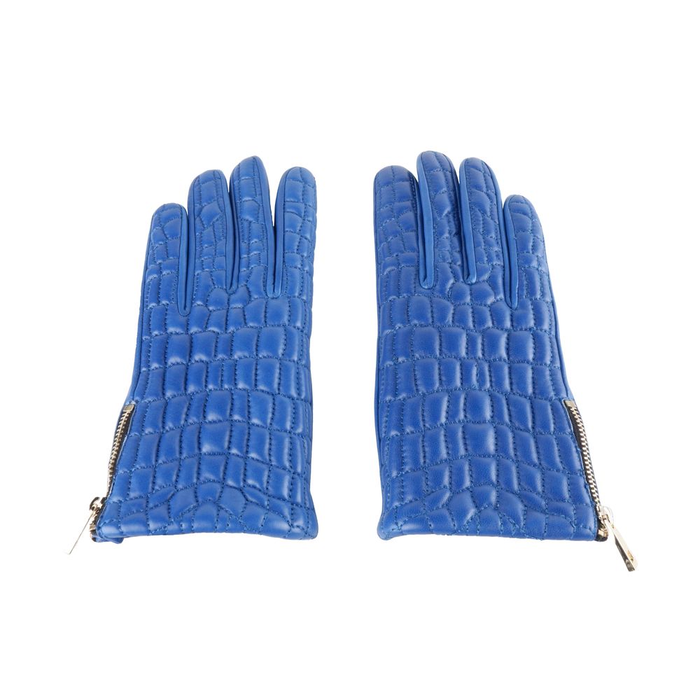 Blue Lambskin Women Glove