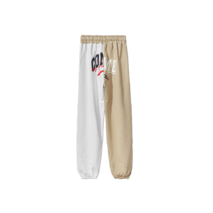 Chic Pantalón de chándal con cordón bicolor beige