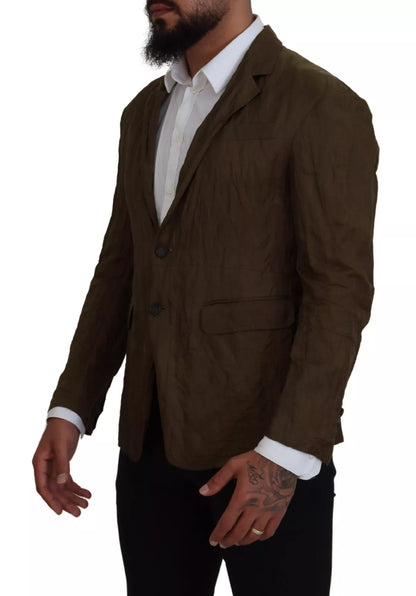 Green Single Breasted Men Coat Blazer Jacket