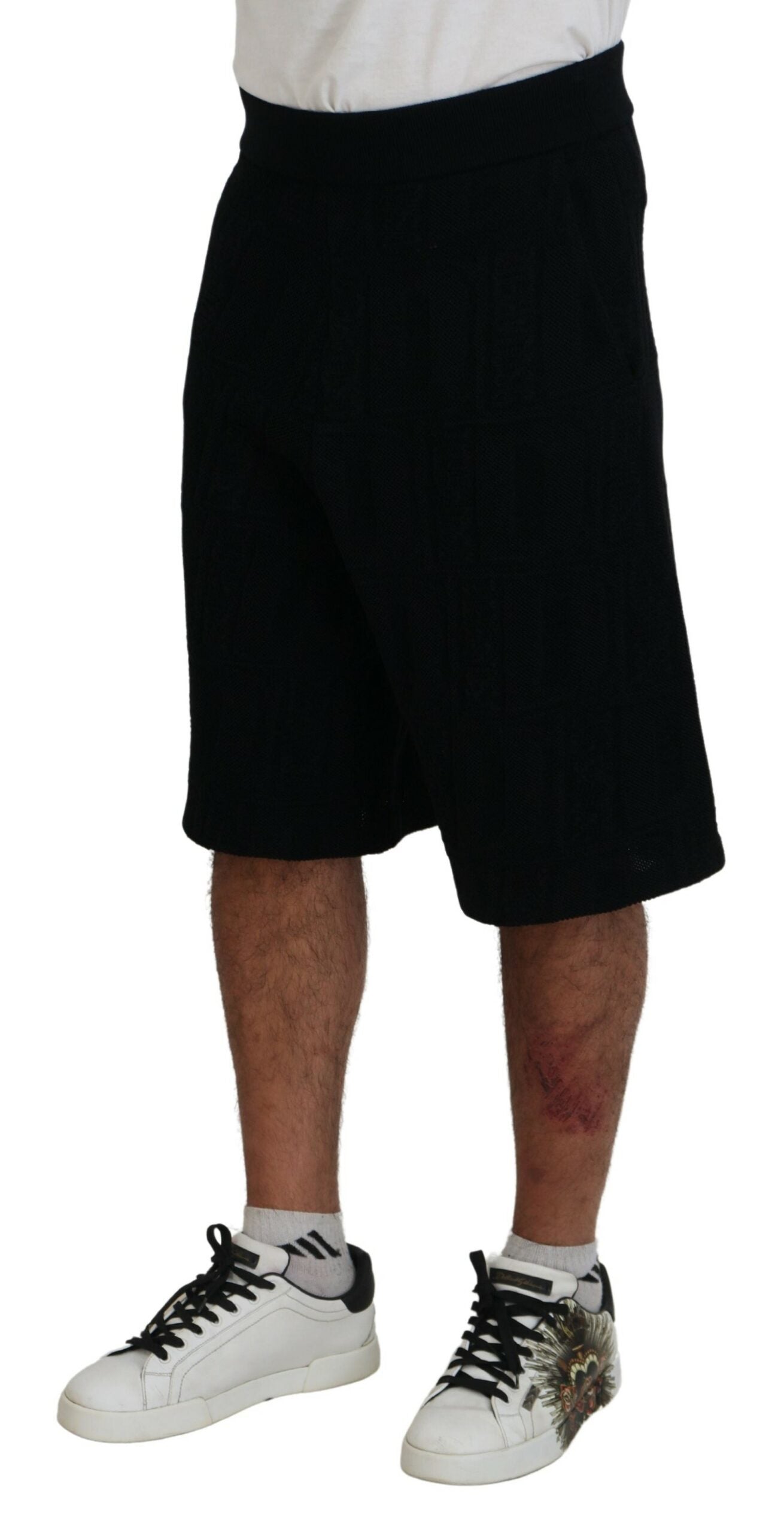 Bermudas casuales negras lisas para hombre