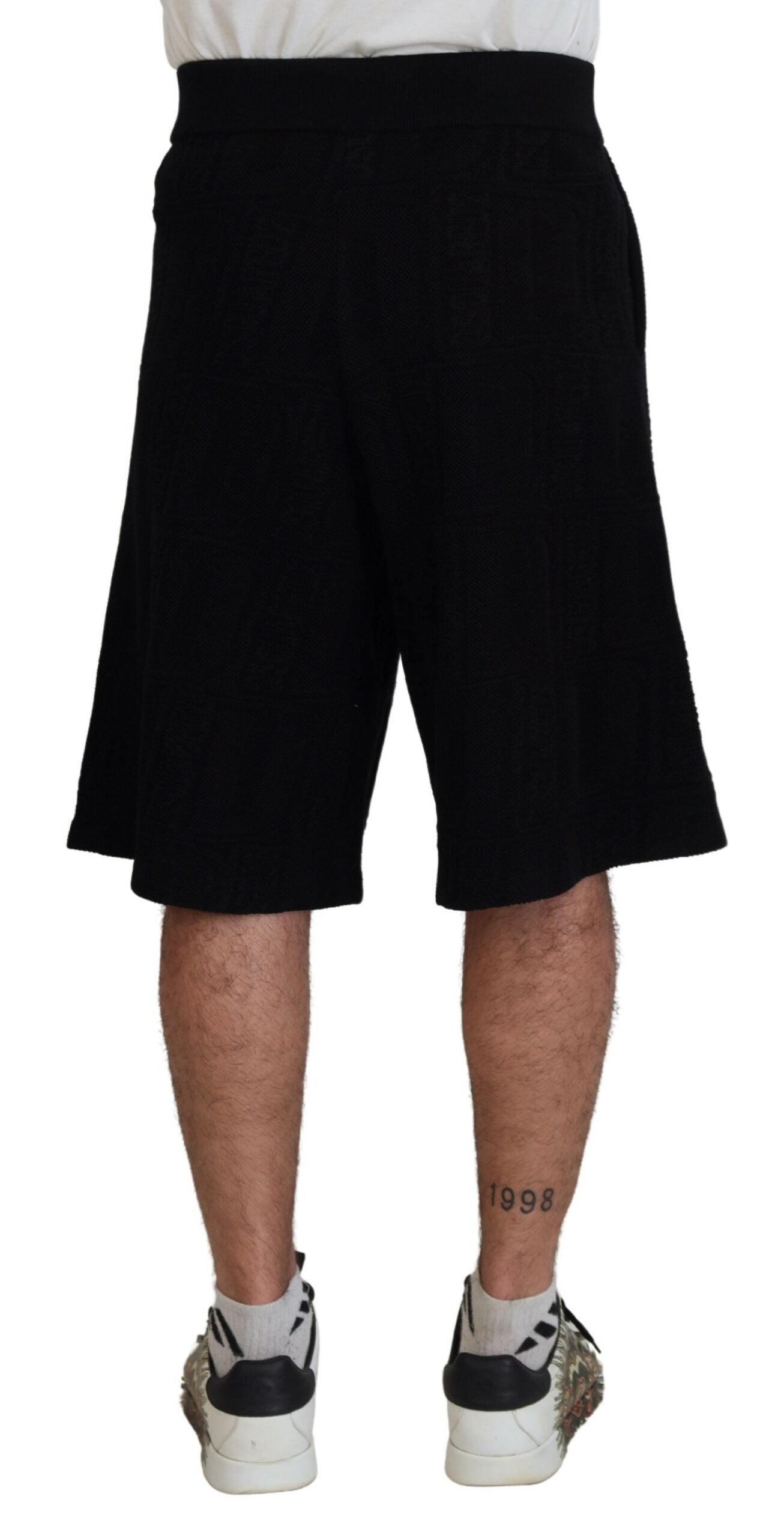 Bermudas casuales negras lisas para hombre