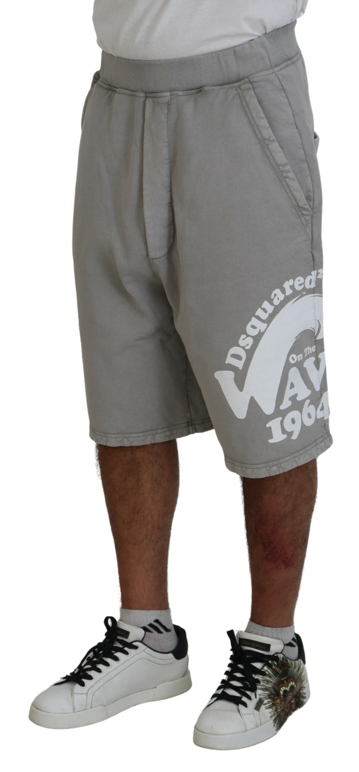 Bermudas informales con estampado gris para hombre