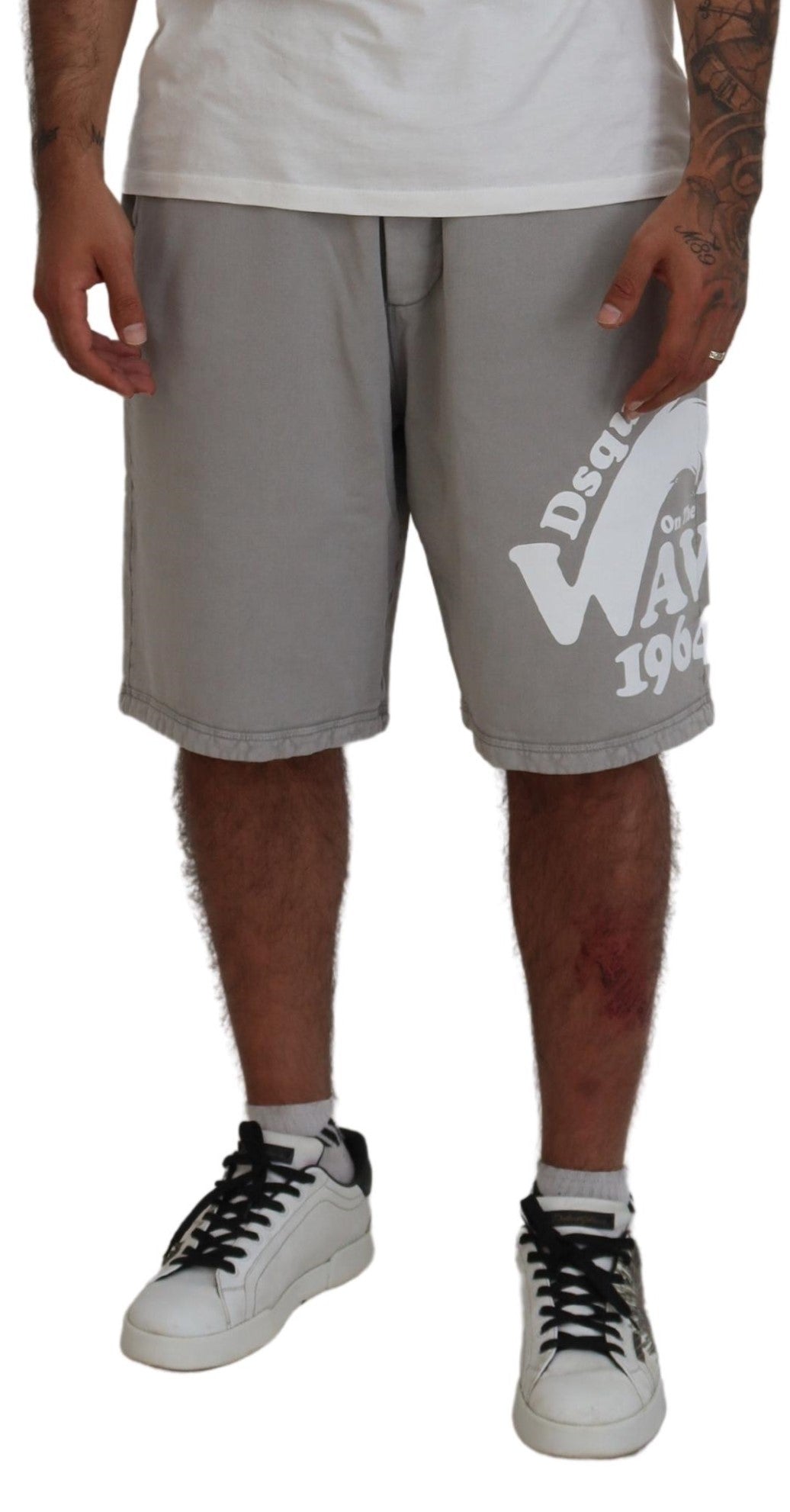 Bermudas informales con estampado gris para hombre