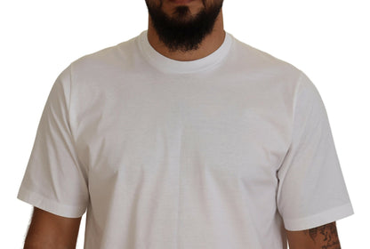 Camiseta de algodón blanca de manga corta y cuello redondo