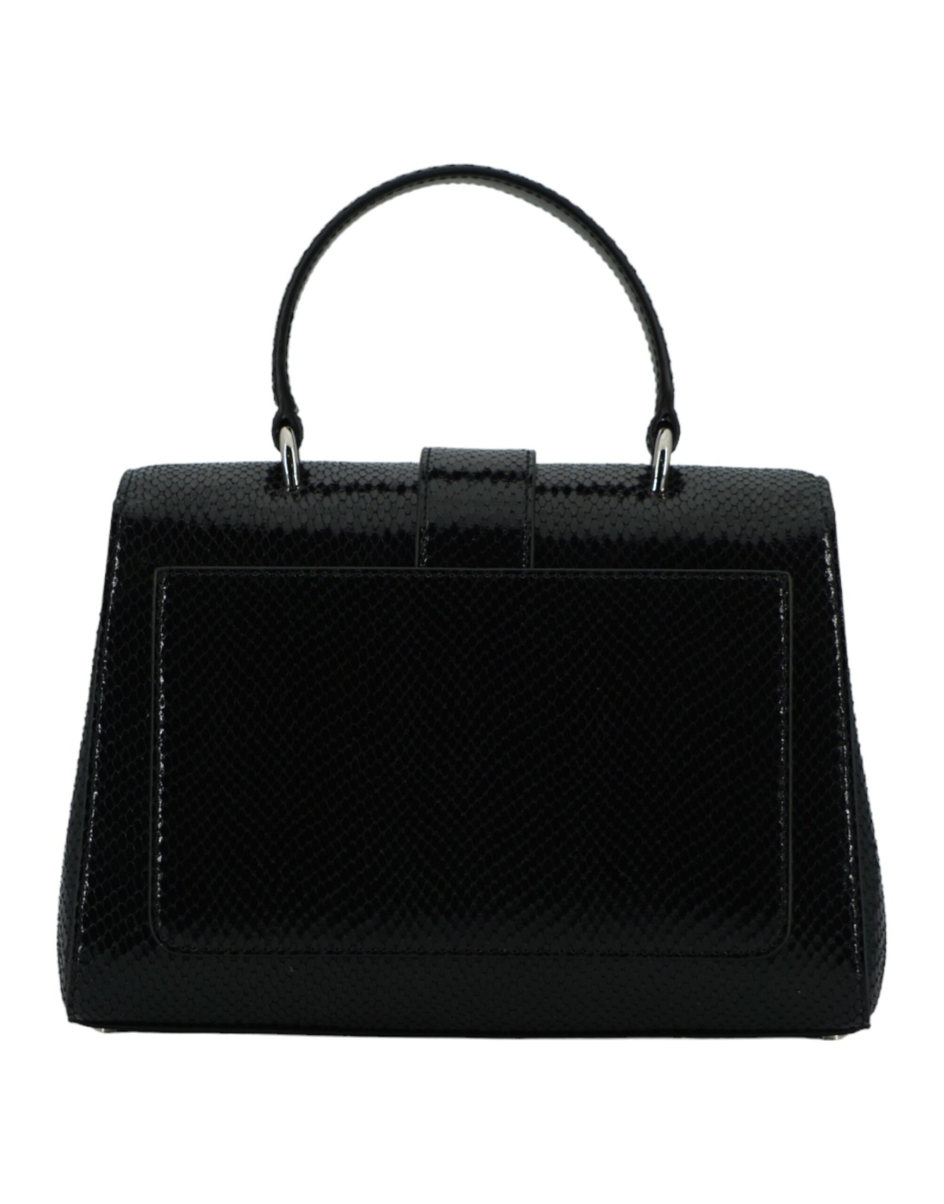 Black Leather Top Handle Shoulder Bag