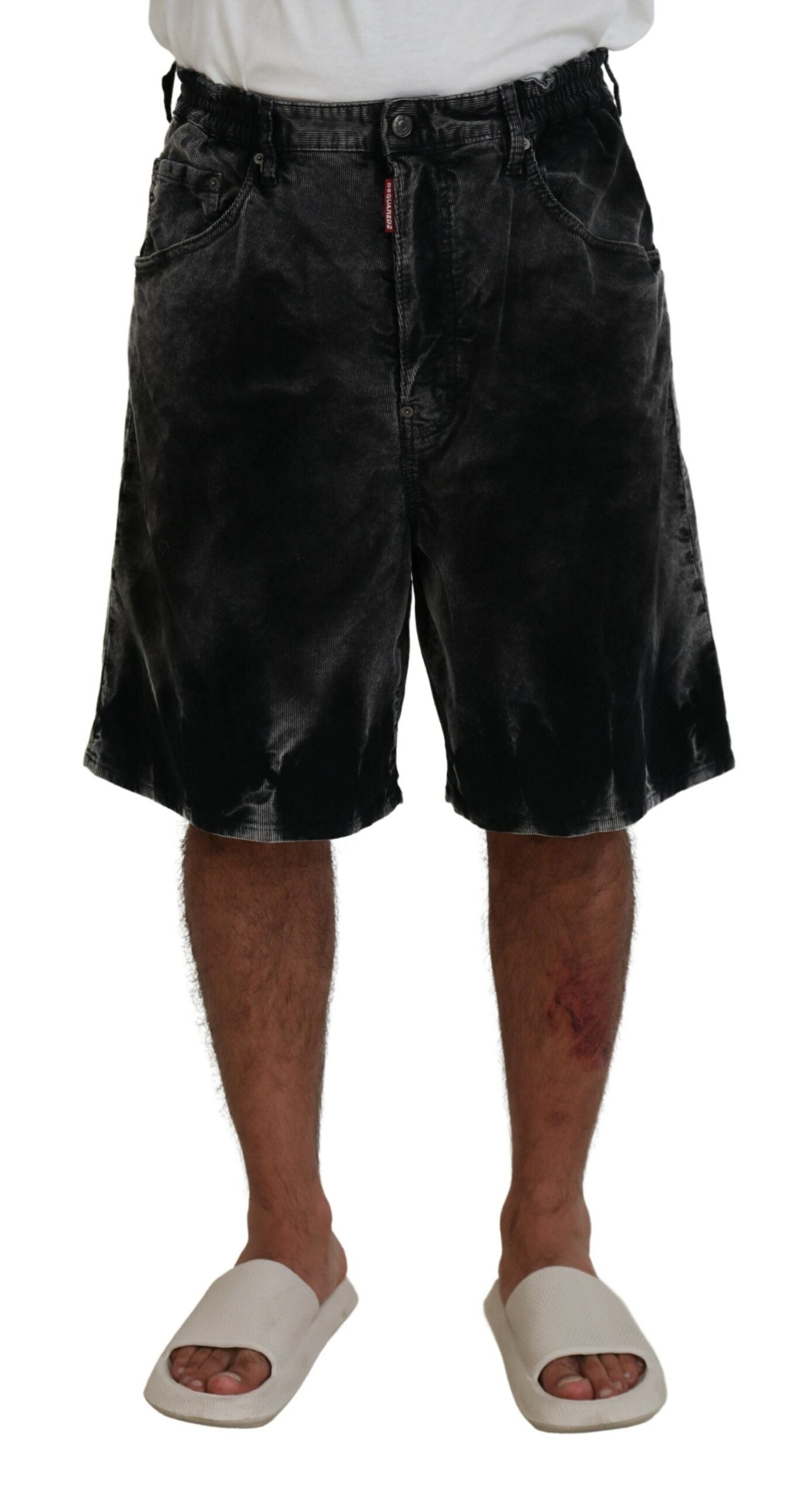 Bermudas de pana de algodón gris