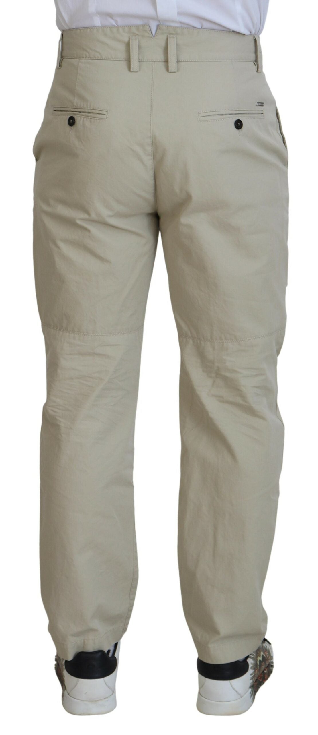 Pantalones casuales rectos de algodón beige para hombre