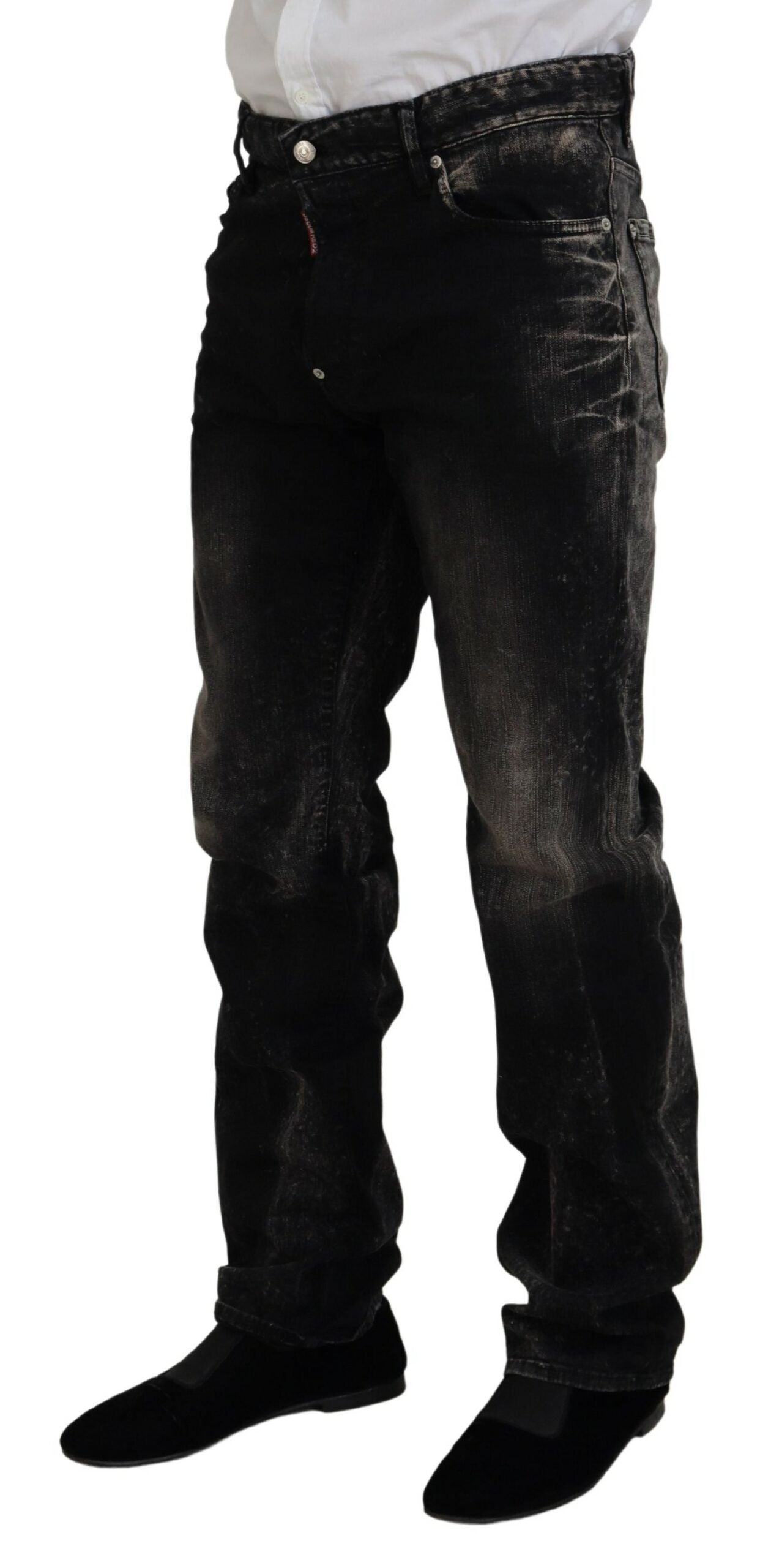 Black Washed Cotton Straight Fit Casual Denim Jeans