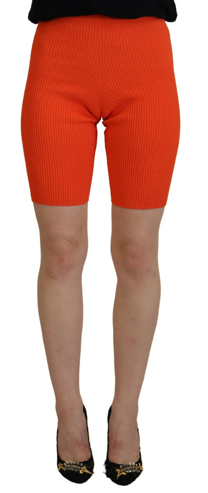 Bermudas ajustadas de cintura media de viscosa de color naranja