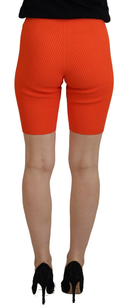 Bermudas ajustadas de cintura media de viscosa de color naranja