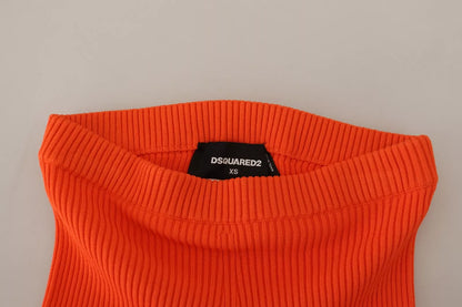 Bermudas ajustadas de cintura media de viscosa de color naranja