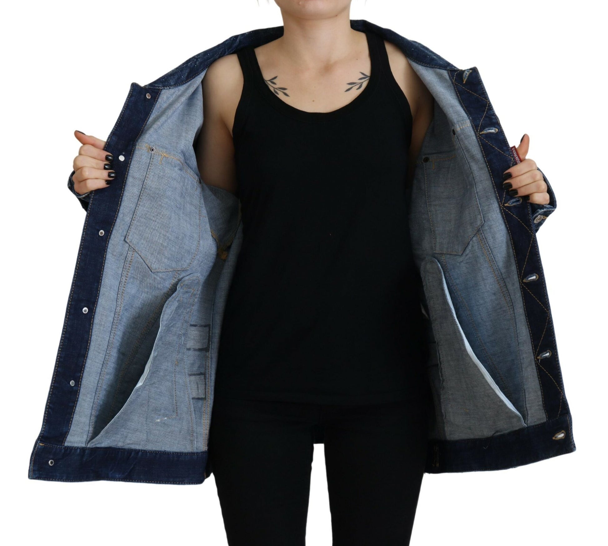 Blue Distressed Collared Denim Jacket