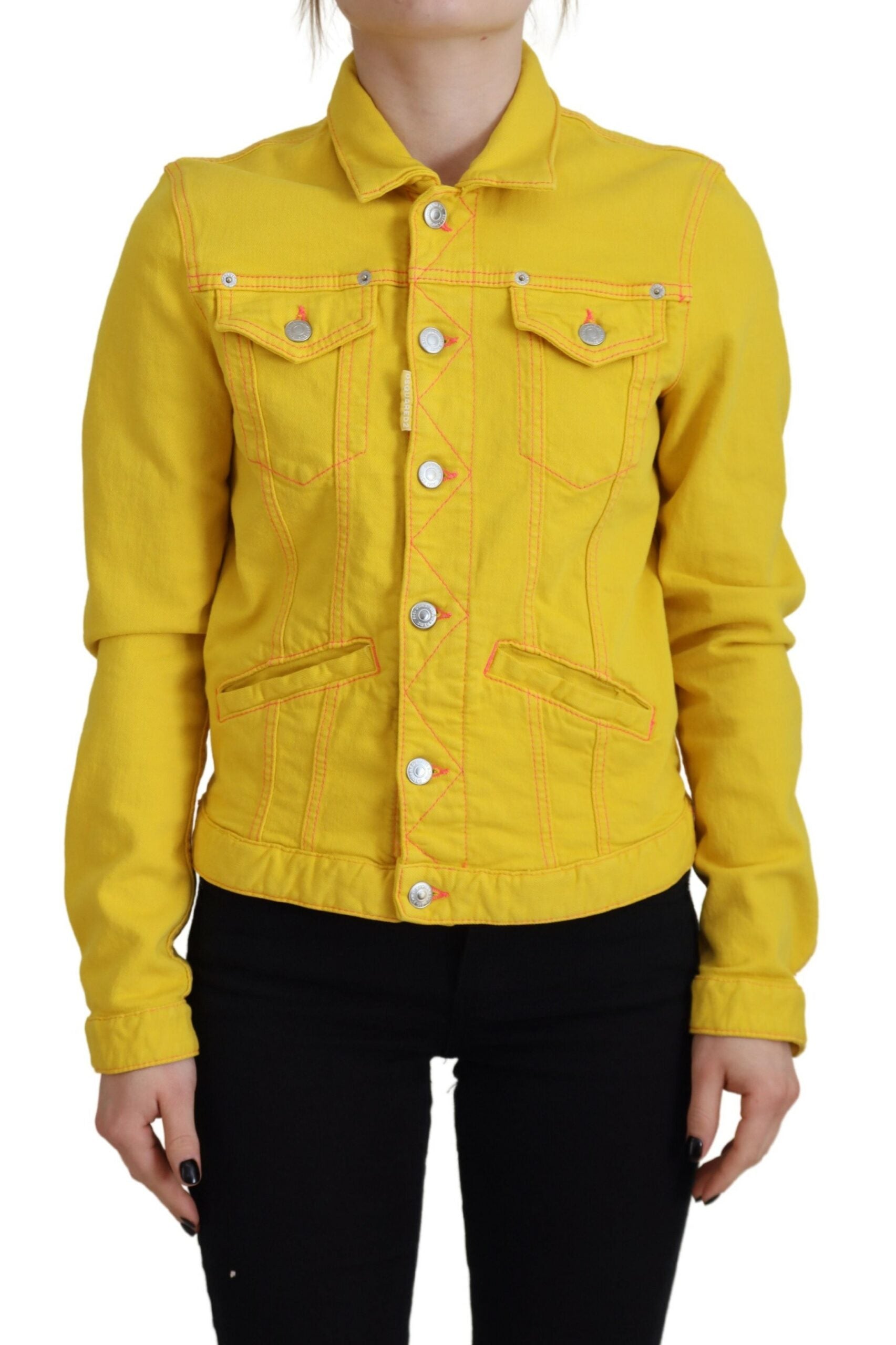 Chaqueta vaquera de manga larga con cuello amarillo