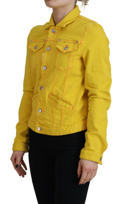 Chaqueta vaquera de manga larga con cuello amarillo