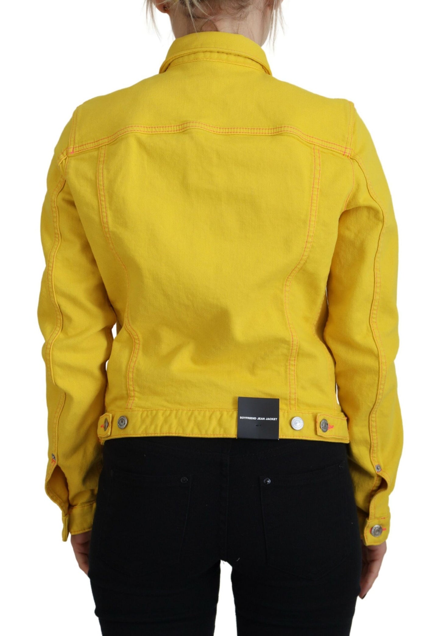 Chaqueta vaquera de manga larga con cuello amarillo