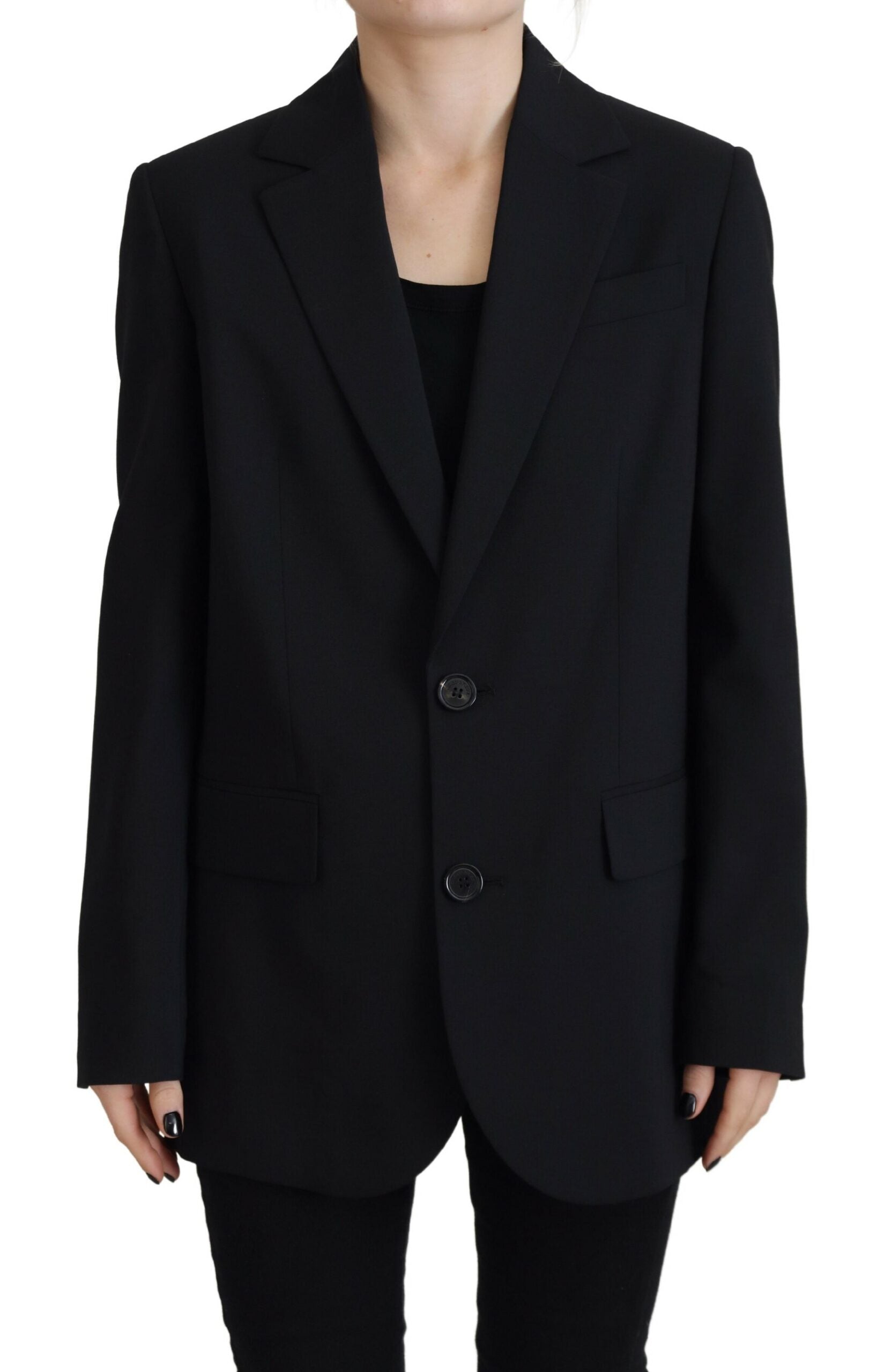 Black Flower Single Breasted Coat Blazer