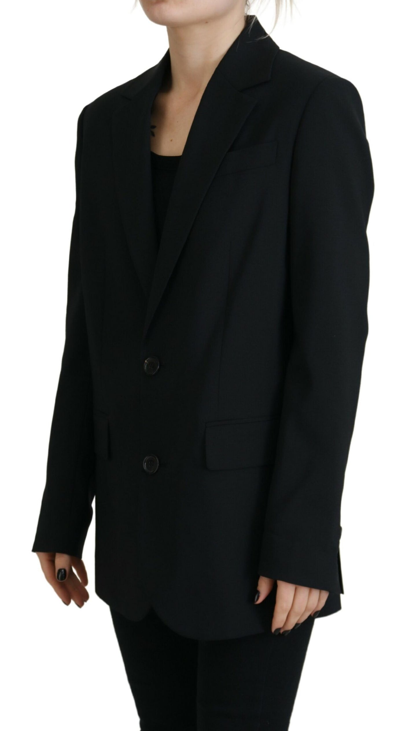 Black Flower Single Breasted Coat Blazer