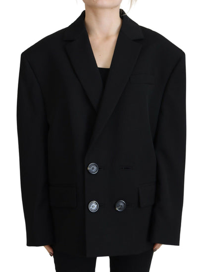 Chaqueta tipo blazer negra con doble botonadura