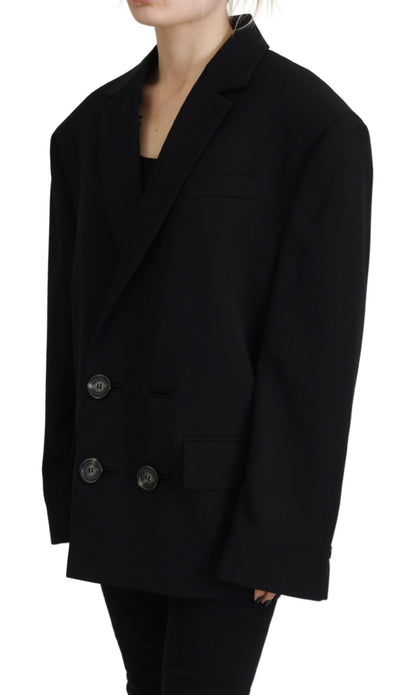 Chaqueta tipo blazer negra con doble botonadura