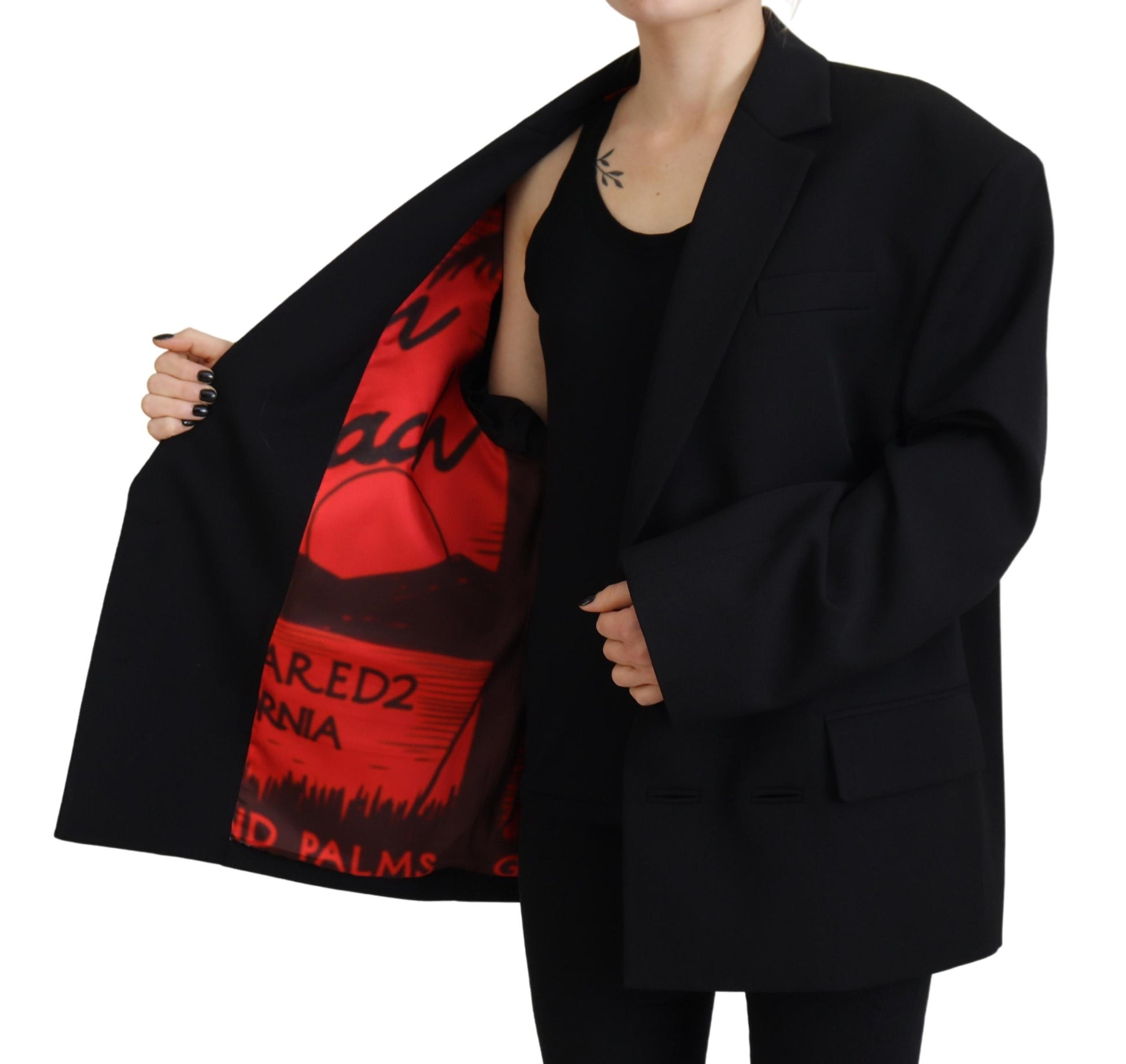 Chaqueta tipo blazer negra con doble botonadura