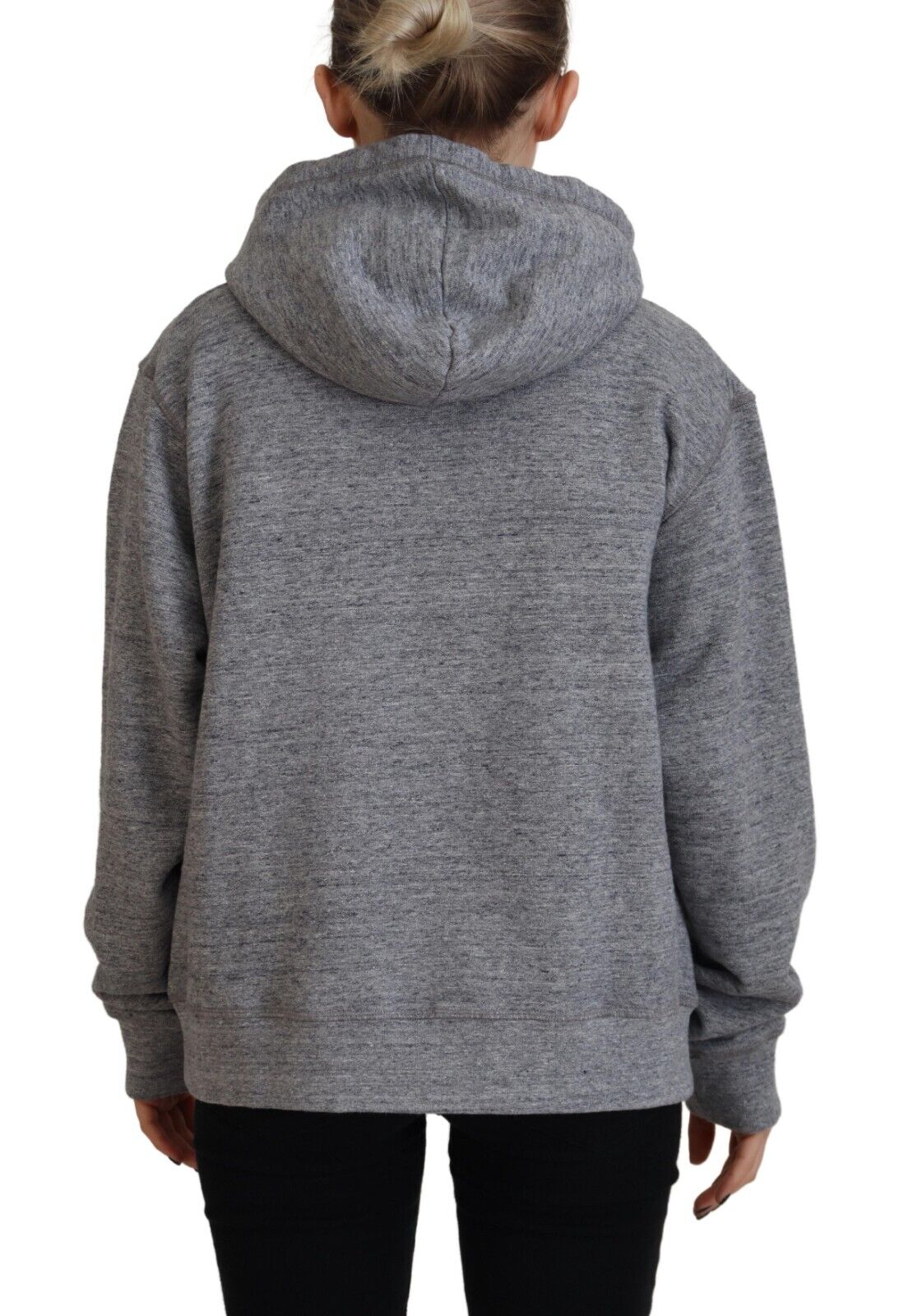 Gray Logo Print Cotton Hoodie Sweatshirt Sweater