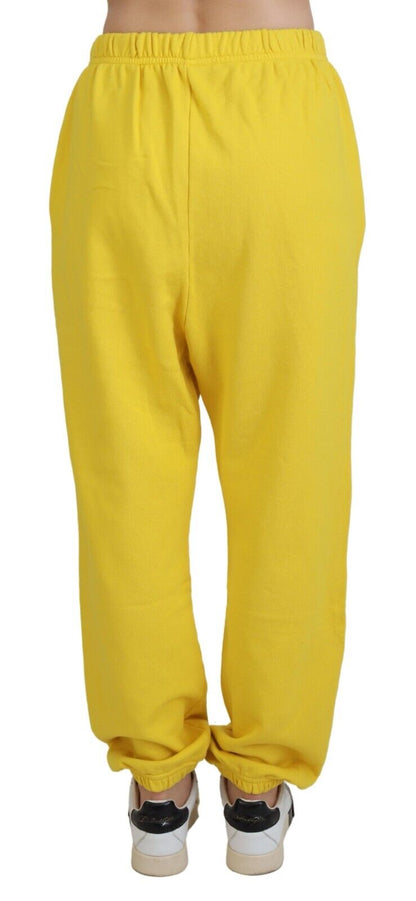 Pantalones deportivos con cintura media y estampado de logotipo en amarillo